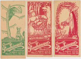 cca 1920-30 Oscar Pischinger különböző számolócédulák, 3db, 13x6cm