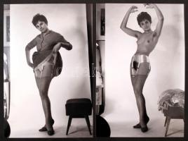 cca 1969 Sztriptíz a műteremben, 13 db korabeli negatívról készült modern nagyítás, finoman erotikus...