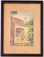 Lobel jelzéssel: Kőszeg 1938. Akvarell, papír, üvegezett keretben,  25×18 cm
