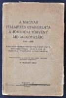 Mazsáry Béla: A magyar italmérés gyakorlata a jövedéki törvény megalkotásáig (1367-1888). Magyar és erdélyi törvények, városi jogok, törvényhatósági statutumok és gazdasági utasítások határozmányai. Összegyűjtötte, a latin és régi német szöveget magyarra fordította: Mazsáry Béla. Bp., 1941, Budapesti Szállodások és Vendéglősök Ipartestülete. (Merkantil-ny.). 448 p. Kissé sérült-hiányos kiadói papírkötésben.