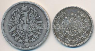 Német Birodalom 1875A 1M Ag + 1917E 1/2M Ag T:2-,2
German Empire 1875A 1 Mark Ag + 1917E 1/2 Mark A...