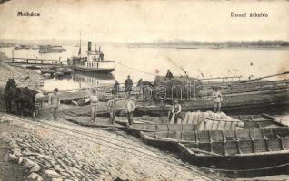 Mohács, kikötő, gőzhajó, dunai átkelés, kiadja Pollák Róbert könyv- és papírkereskedő (ázott sarok / wet corner)