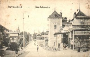 Újtátrafüred, Novy Smokovec; utca, Kertész Tódor Tátra Emléktárgyak üzlete (fl)