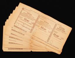 cca 1930 11 db  kereskedelmi befizetési lap, hátoldalán reklám felirattal: "Oberbauer A. utóda - Zászlók és lobogók"