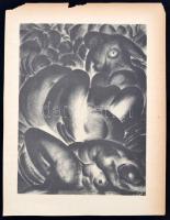 Ruzicskay György (1896-1993): Illusztráció a Szerelemkeresőkből. Algrafia, papír, jelzett az algrafián, kis szakadással,31×23,5 cm