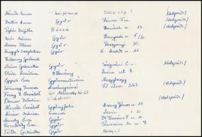 1958 Győr, Gépíró és Gyorsíró Iskola kistablója, 20 nevesített portréval, hátoldalán lakcímekkel, 20...