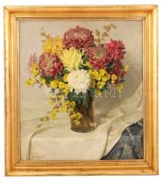 Aradi Edvi Illés Jenő (1886-1962): Virágcsendélet. Olaj, vászon, keretben, 80×70 cm