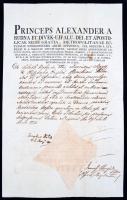 1820 Alexander püspök fejléces levele későbbi püspökök Bélik József, Rudnyánszky József aláírásával, száraz pecséttel, 38x24cm