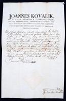 1815 Kovalik János püspök fejléces levele saját kezű aláírásával, száraz pecséttel, 38x24cm