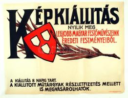 cca 1920 Nemzeti Szalon Képkiállítás poszter, sarkon apró hibával egyébként szép állapotban, 47x63cm