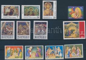 1996-1998  Christmas 12 diff stamps with sets, Karácsony motívum 1996-1998 12 klf bélyeg, közte sorok