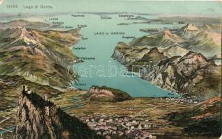 Garda, Lago di; mappa di lago / map of the lakes surroundings (EB)