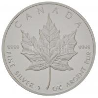 Kanada 1989. 5$ Ag "II. Erzsébet / Juharlevél" eredeti tokban, tanúsítvánnyal  (1oz/0.999)...