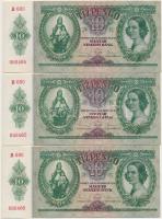 1936. 10P (3x) sorszámkövetők, nyomdai papírráncokkal T:I