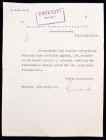 Lázár Andor (1882-1971) politikus, a Gömbös-kormány és a Darányi-kormány igazságügy-miniszterének gépelt, autográf aláírásával ellátott levele.