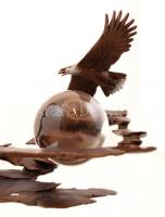 Ronald Van Ruyckevelt (1928-): Dawn of the Millenium. Festett bronz, üveggolyóval / Painted bronze, ...