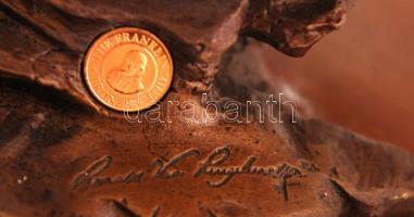 Ronald Van Ruyckevelt (1928-): Dawn of the Millenium. Festett bronz, üveggolyóval / Painted bronze, ...