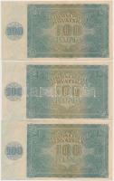 Független Horvát Állam 1941. 100K (5x) közte 3+2 sorszámkövető T:I-
Independent State of Croatia 19...
