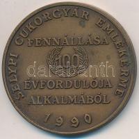 1990. "100 éves a Selypi Cukorgyár" Br emlékérem (42,5mm) T:2