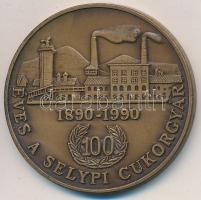 1990. "100 éves a Selypi Cukorgyár" Br emlékérem (42,5mm) T:2
