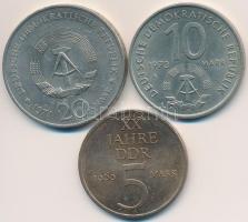 NDK 1969. 5M + 1971A 20M Cu-Ni "Heinrich Mann" + 1973A 10M Cu-Ni "10. Ifjúsági Játéko...