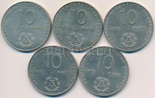 NDK 1975A 10M "Varsói Szerződés 20. évfordulója" (5x) T:2 GDR 1975A 10 Mark "20th Ann...