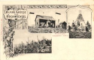 Hochwechsel, Wetterkogler-Schutzhütte, Pyramide, Todte Wald / rest house, forest after wind damage; floral