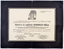1937 Bánóczi és pálföldi Eperjessy Béla nyírmadai községi főjegyző gyászjelentése, 24x30cm