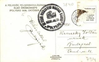 1938 Ipolyság, Sahy; bevonulás / entry of the Hungarian troops, 'Az első visszatért magyar váro...