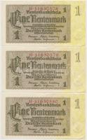 Német 3. Birodalom 1937. 1M (3x) sorszámkövetők T:I- German Third Reich 1937. 1 Mark (3x) sequential serials C:AU