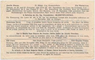 Budapest 1929. "23. Magyar Királyi Osztálysorsjáték" 1/4 sorsjegy, második osztály, bélyeg...