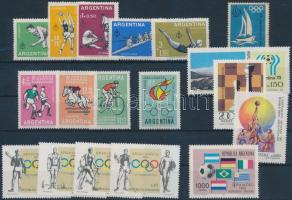 Argentína, Sport motívum 1959-1990 18 klf bélyeg, közte sorok, Argentina Sport 1959-1990 18 diff stamps with sets