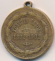 1902. "Kossuth Lajos 1802-1902" születésének 100. évfordulójára, Br emlékérem füllel (29,5mm) T:3
