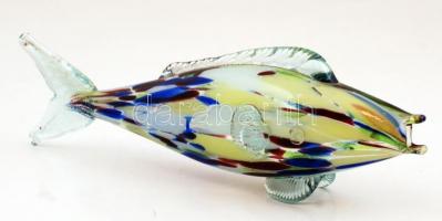 2 db gazdagon díszített millefiori hal és kosárka, jelzés nélkül, m: 16 cm, h: 28 cm