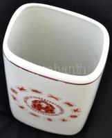 Hollóházi porcelán váza "Emlékül a seregtest katonáitól" felirattal, matricás, hibátlan, j...