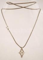 Ezüst(Ag) nyaklánc, ezüst(Ag) köves medállal, jelzett, br: 9 g