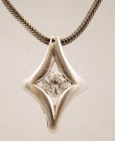 Ezüst(Ag) nyaklánc, ezüst(Ag) köves medállal, jelzett, br: 9 g