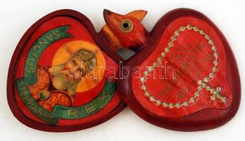 1938 Kis fa emlékszívecske a XXXIV. Eucharisztikus Kongresszusról, 12x9 cm