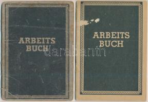 1947-52 Vegyes német okmány tétel: 2db Arbeitsbuch és 2db FDGB tagsági könyv, sok beragasztott okmánybélyeggel, összesen 4db