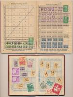 1947-52 Vegyes német okmány tétel: 2db Arbeitsbuch és 2db FDGB tagsági könyv, sok beragasztott okmán...