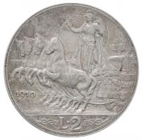 Olaszország 1910R 2L Ag "III. Viktor Emánuel" Róma (9.98g) T:2- ph.
Italy 1910R 2 Lire Ag...