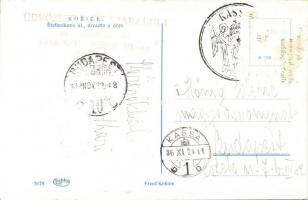 Kassa, Kosice; Stefanikova utca, Nemzeti Színház / street, National Theater, 'Üdvözlet a felsza...