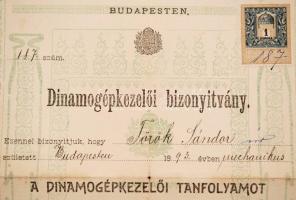 1913 Bp., A M. Kir. Állami Mechanikai és Órásipari Szakiskola által kiadott "dinamogépkezelői&q...