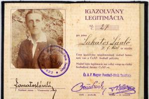 cca 1922-55 Lakatos László labdarúgó játékvezető vegyes okmányai, benne MLSZ ig., Magyar Labdarúgó J...