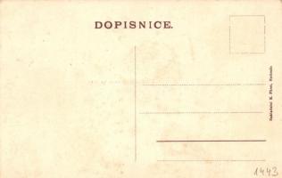 Hodonín, Rinková ulica, Hotel Europa, postove znamky; nakladatel K. Fürst / street view, set of Aust...