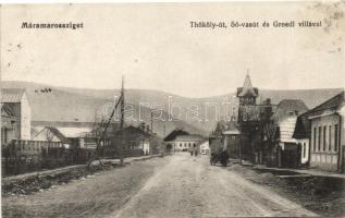 Máramarossziget, Sighetu Marmatiei; Thököli út, Sóvasút, Groedl-villa; kiadja Kaufman M. / street view, railway, villa (EB)