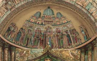 Venice, Venezia; Basilica di S. Marco in Venezia Antico mosaico, Facciata / Ancient mosaic in St. Marks Basilica in Venice, litho