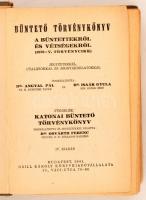 Dr. Angyal Pál - Dr. Isaák Gyula: Büntető törvénykönyv I-II. Bp., 1937, Grill K. Kiadói sérült-hiány...