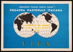 1954 Az Aranycsapat és az olasz labdarúgó válogatott tagjai által aláírt képeslap a football világba...