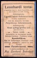 cca 1910 Leonhardi tentái szecessziós, reklámos órarend füzet. Kitöltetlen 8x11 cm